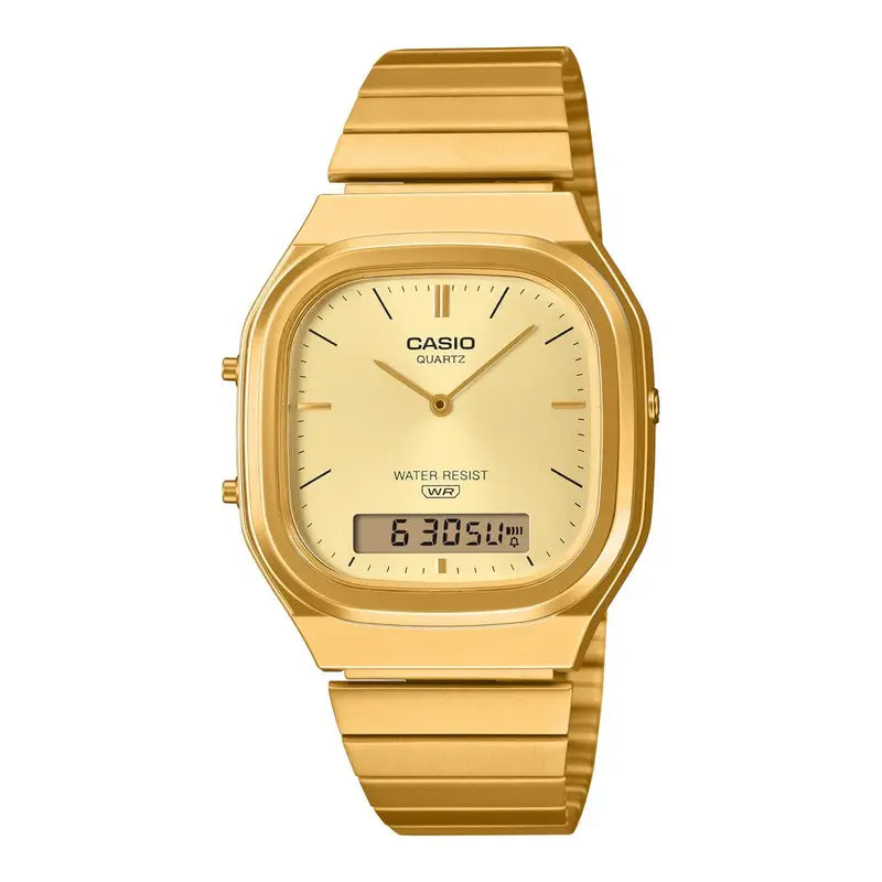 Casio Vintage AQ-240EG-9ADF champagne gold dial gold tone stainless steel unisex watch