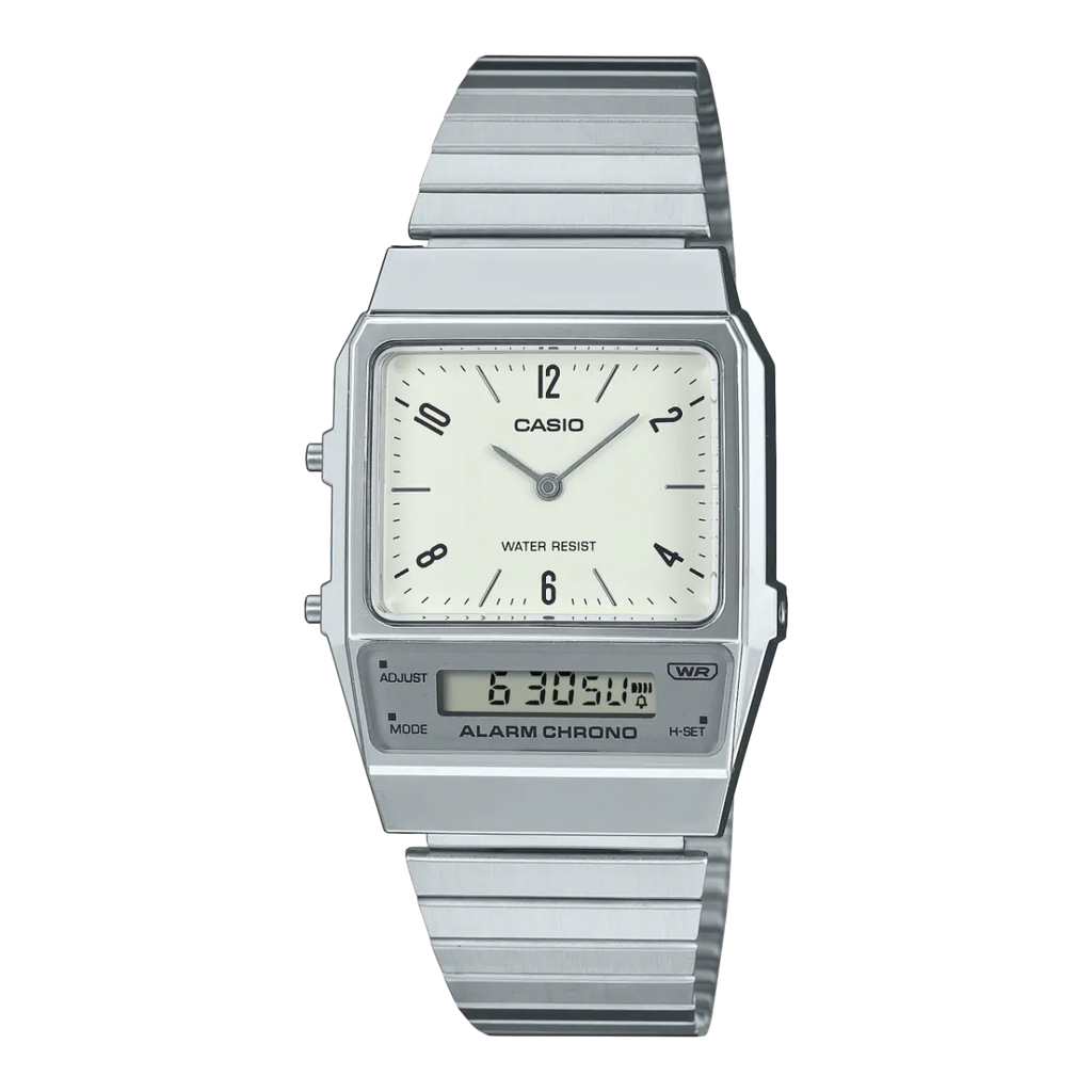 Casio Vintage AQ-800E-7A2 analog-digital white dial stainless steel unisex watch