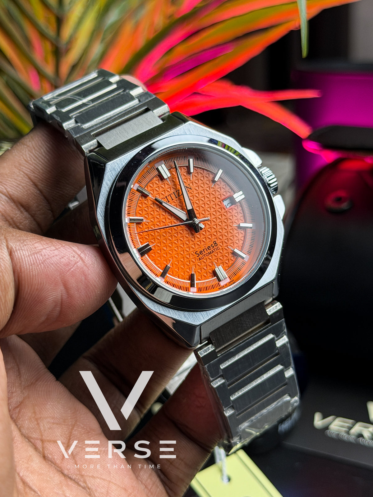 Citizen Series 8 Style Automatic Watch – Orange Geometric Dial- (Double A)