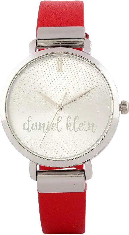 Daniel Klein DK.1.12492 - 5 Women’s Silver Textured Dial Watch with Red Leather Strap| Daniel Klein DK.1.12492 - 5 - VERSE - 