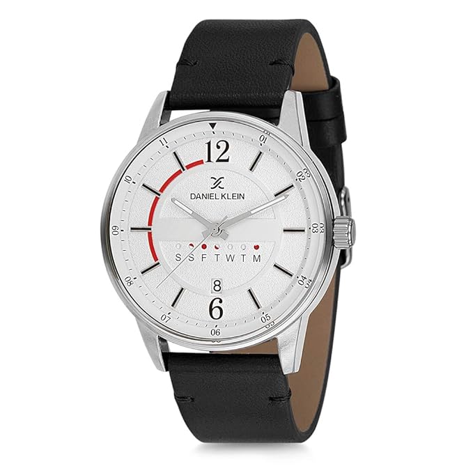 Daniel Klein DK11650 - 1 Men’s Analog Watch – Silver Dial, Black Leather Strap| Daniel Klein DK11650 - 1 - VERSE - 