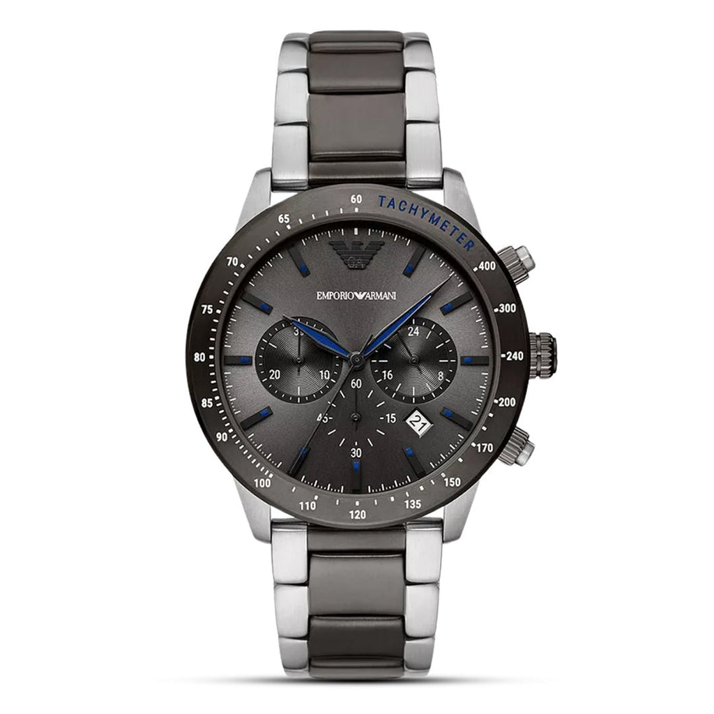 Emporio Armani AR11391 Mario Chronograph Two Tone Grey Dial Stainless Steel Men's Watch | Emporio Armani AR11391 - VERSE - 