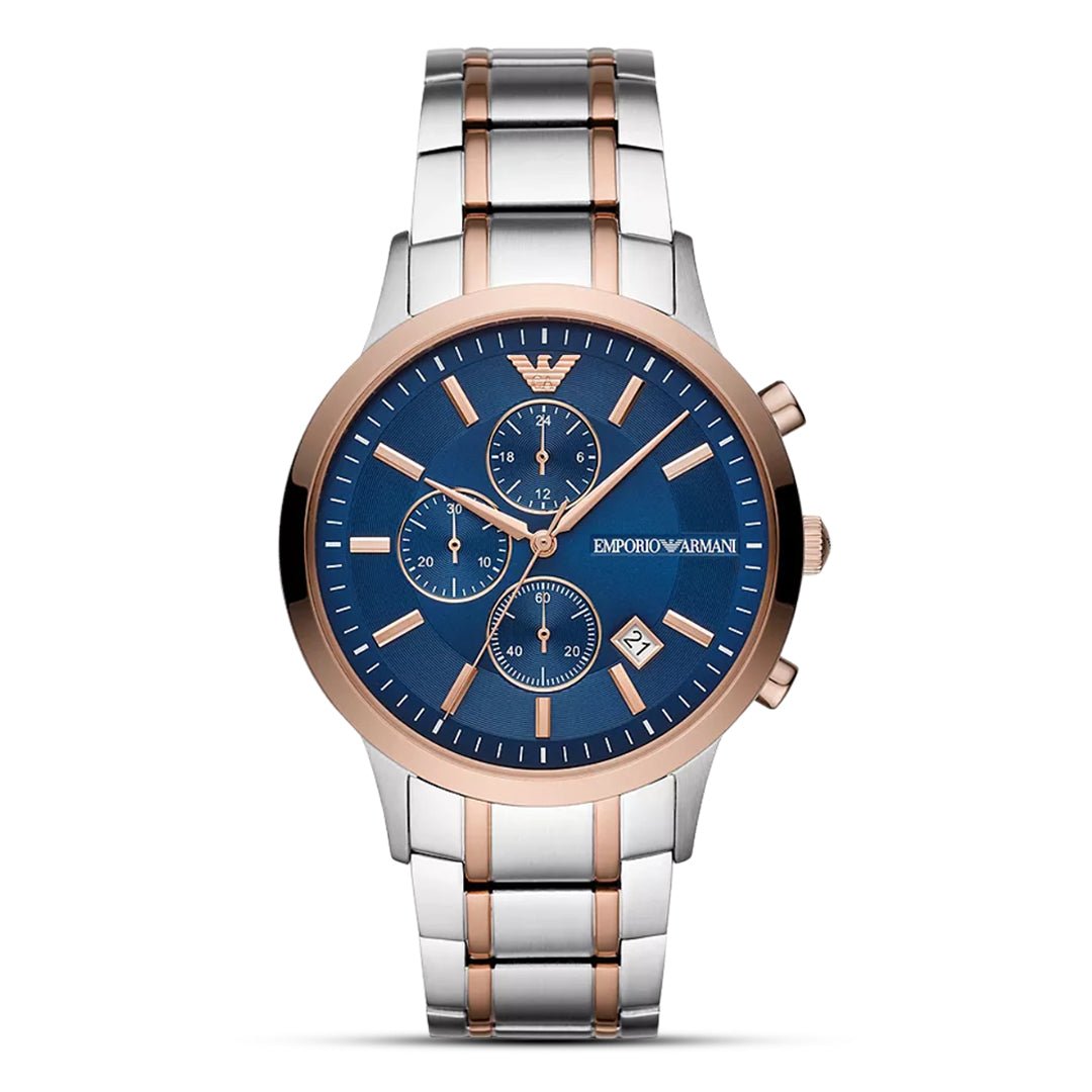 Emporio Armani AR80025 Two - Tone Silver & Rose Gold Chronograph Men’s Watch| Emporio Armani AR80025 - VERSE - 