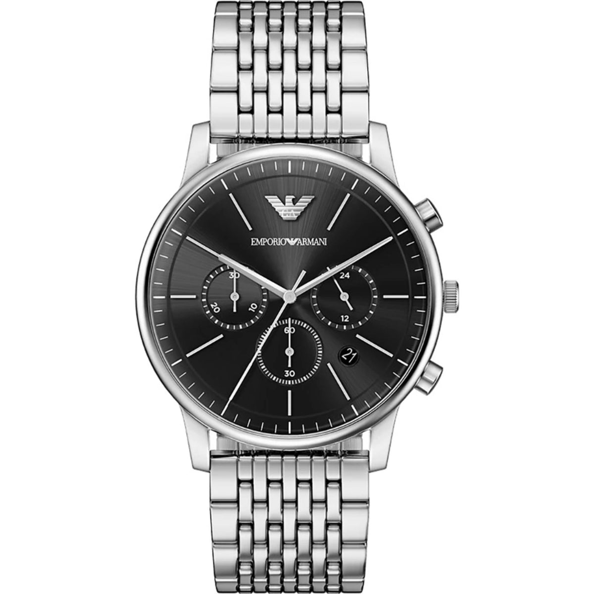 Emporio Armani Minimalist AR11772 Black Textured Dial Stainless Steel Men's Watch