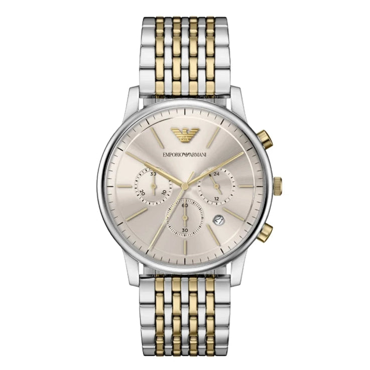 Emporio Armani Minimalist AR11773 Grey Dial Two-Tone Stainless Steel Men's Watch