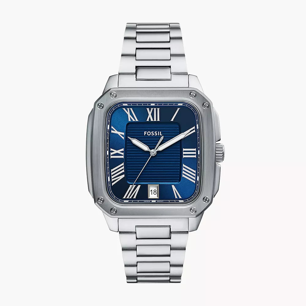 Fossil Crosby FS6121 Blue Sunray Dial Stainless Steel Men's Watch
