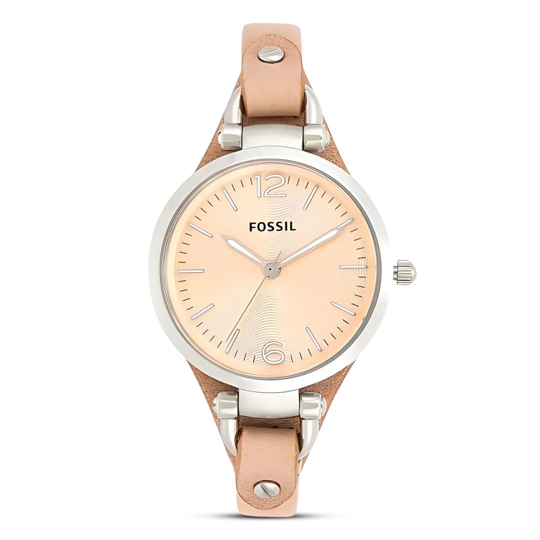Fossil ES2830 Women’s Stainless Steel Watch with Beige Dial & Sand - Tan Leather Strap| Fossil ES2830 - VERSE - 