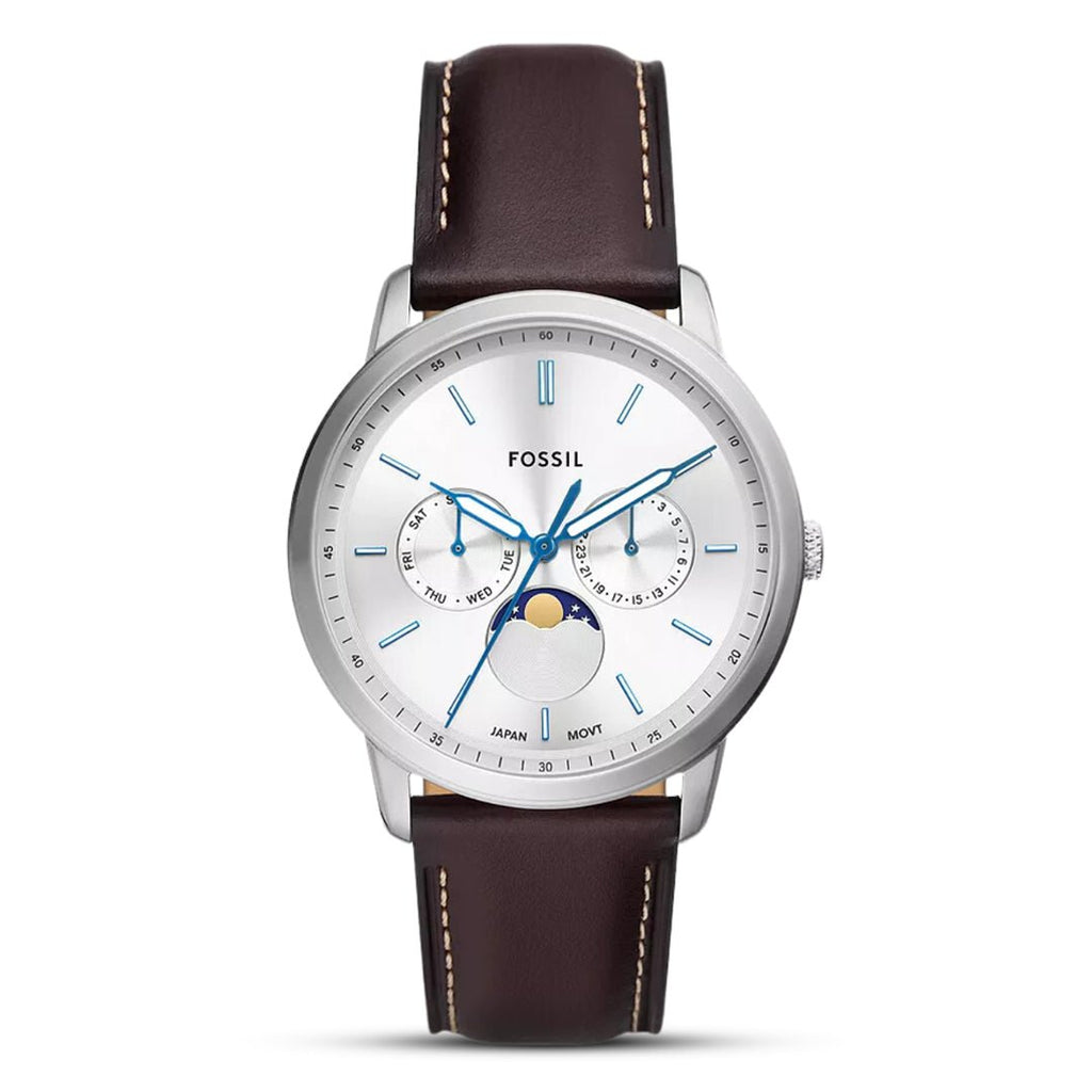 Fossil FS5905 Neutra Moonphase Multifunction Silver Dial Brown Leather Men's Watch | Fossil FS5905 - VERSE - 
