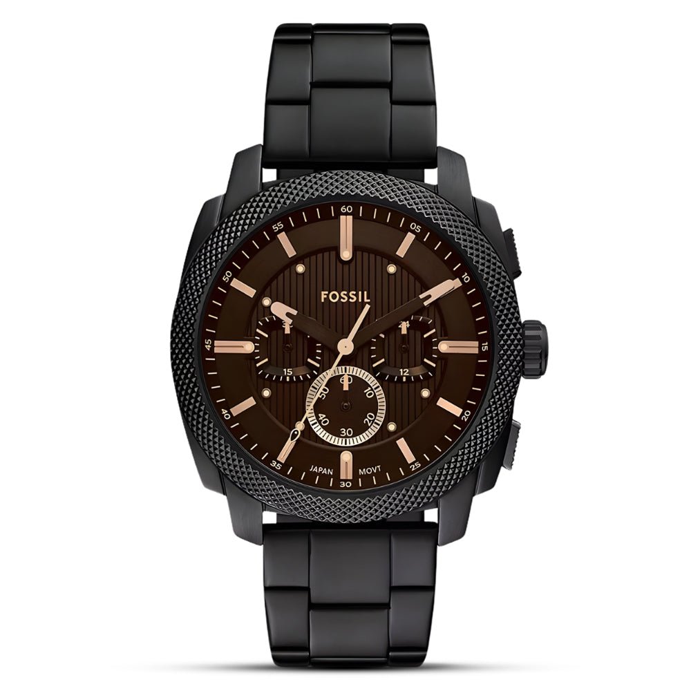 Fossil FS6097 Machine Chronograph Brown Dial Black Stainless Steel Men's Watch | Fossil FS6097 - VERSE - 