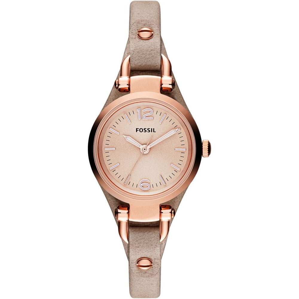 Fossil Georgia Mini ES3262 rose gold dial sand beige leather women's watch