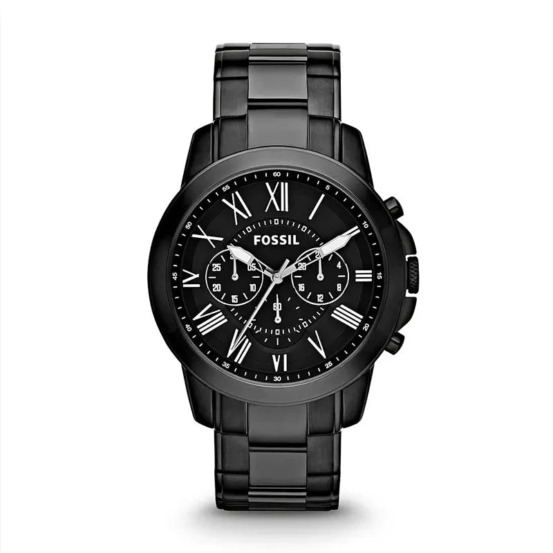 Fossil Grant FS4832 black chronograph dial black stainless steel men's watch