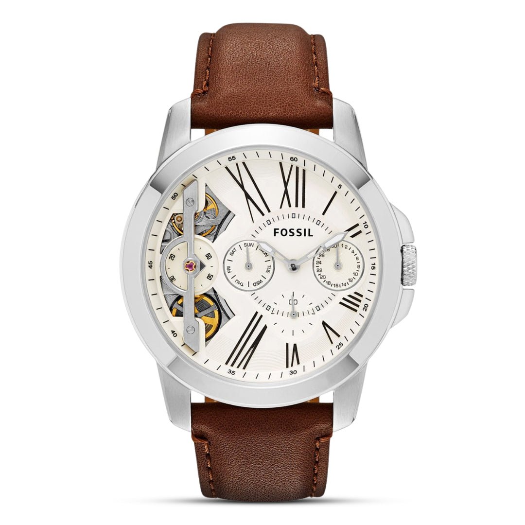 Fossil ME1144 Grant Twist Hybrid Multifunction Beige Dial Brown Leather Men's Watch | Fossil ME1144 - VERSE - 