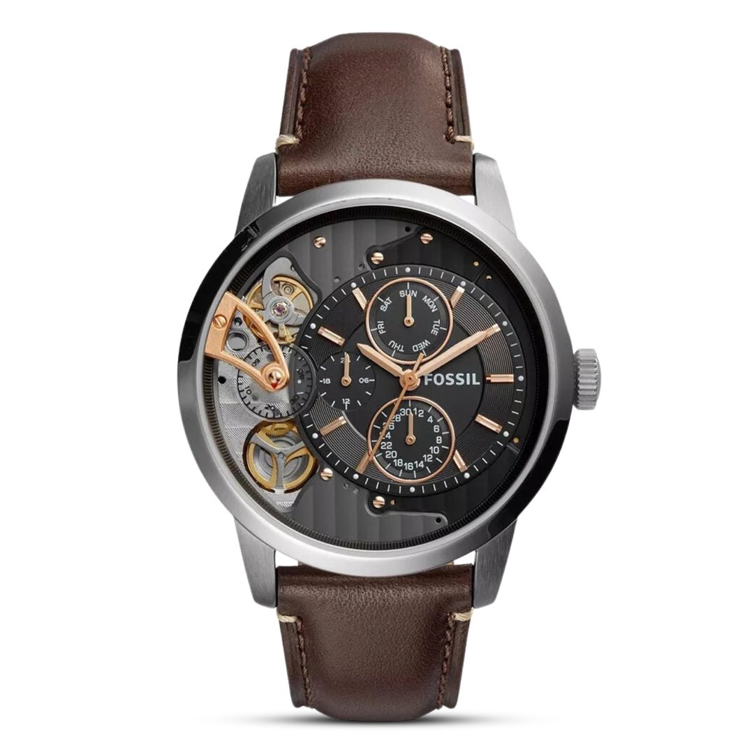 Fossil ME1163 Townsman Twist Hybrid Multifunction Black Dial Brown Leather Men's Watch | Fossil ME1163 - VERSE - 