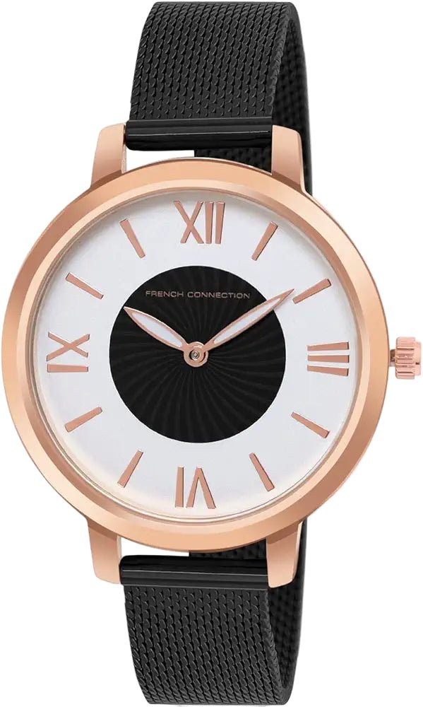 French Connection FCN00027D Women’s White & Black Dial Watch with Black Mesh Strap| French Connection FCN00027D - VERSE - 