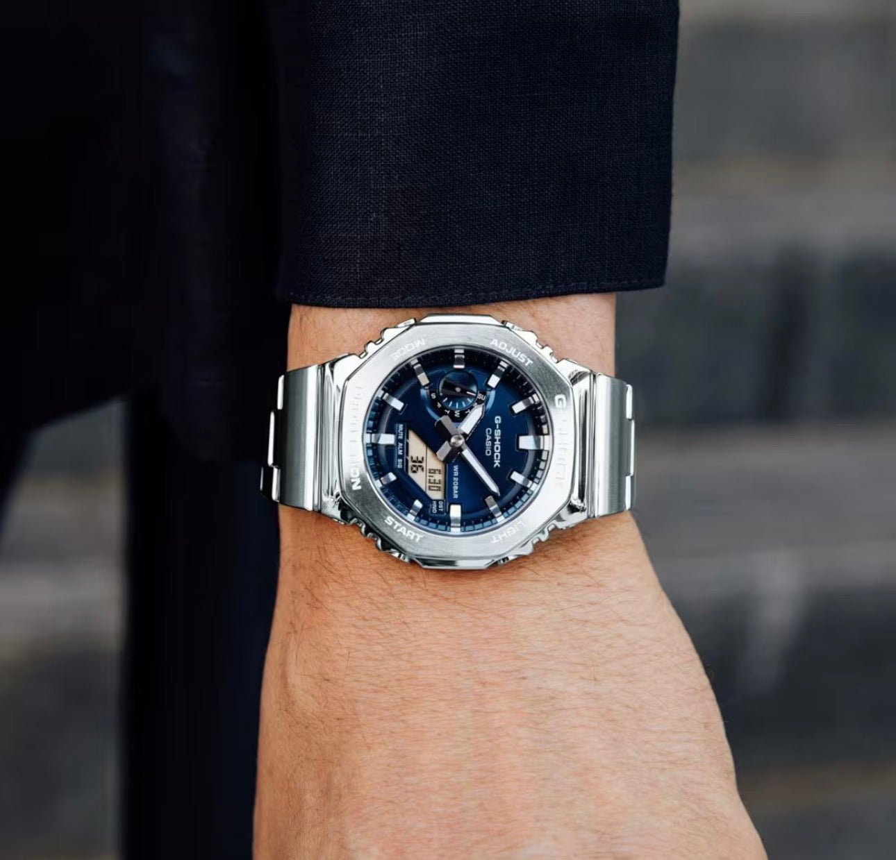 Casio G - SHOCK GM - 2110D - 2B Stainless Steel Octagonal Watch – Blue Dial - VERSE - 