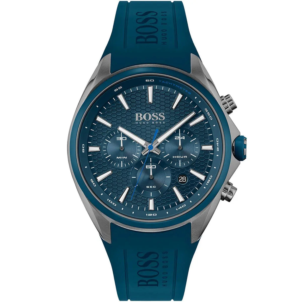 Hugo Boss Distinct 1513856 Petrol Blue Sunray Dial Blue Silicone Men's Watch