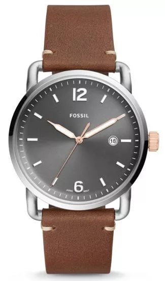 Fossil Commuter FS5417 Men’s 42 mm Grey Dial Leather Watch - VERSE - 