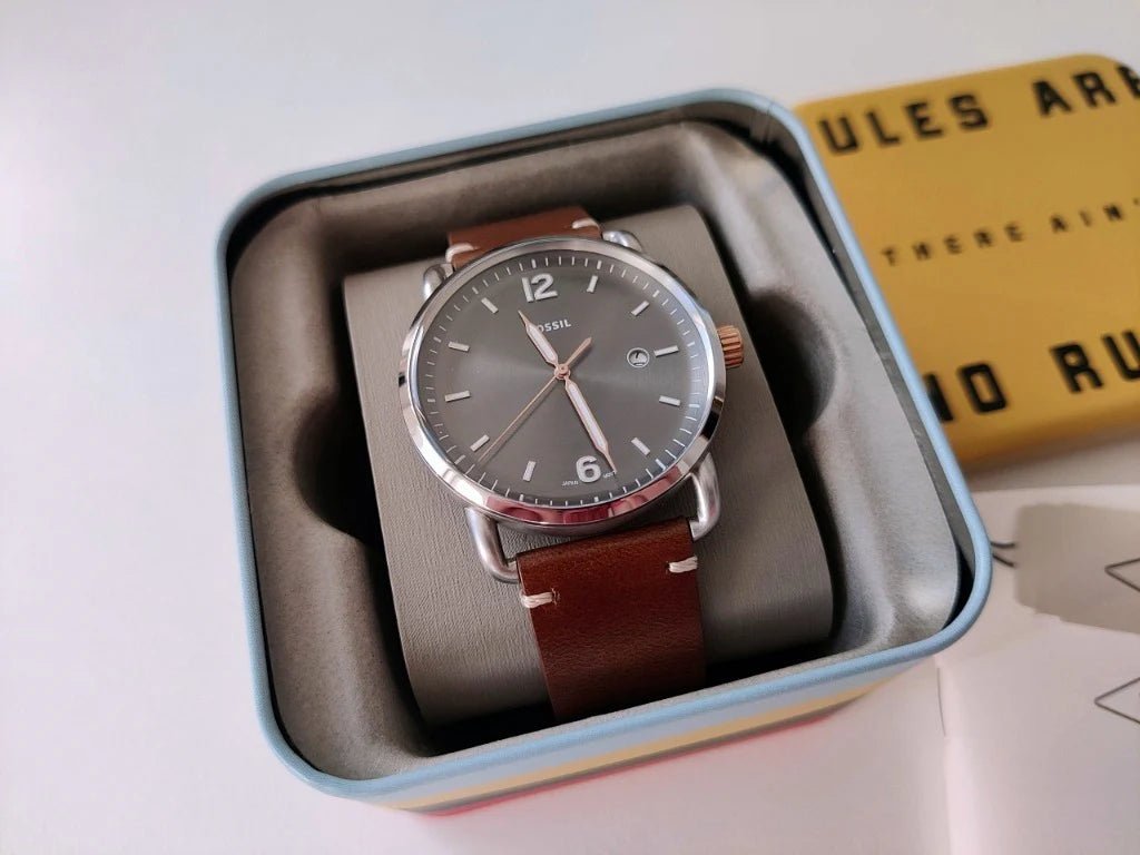 Fossil Commuter FS5417 Men’s 42 mm Grey Dial Leather Watch - VERSE - 