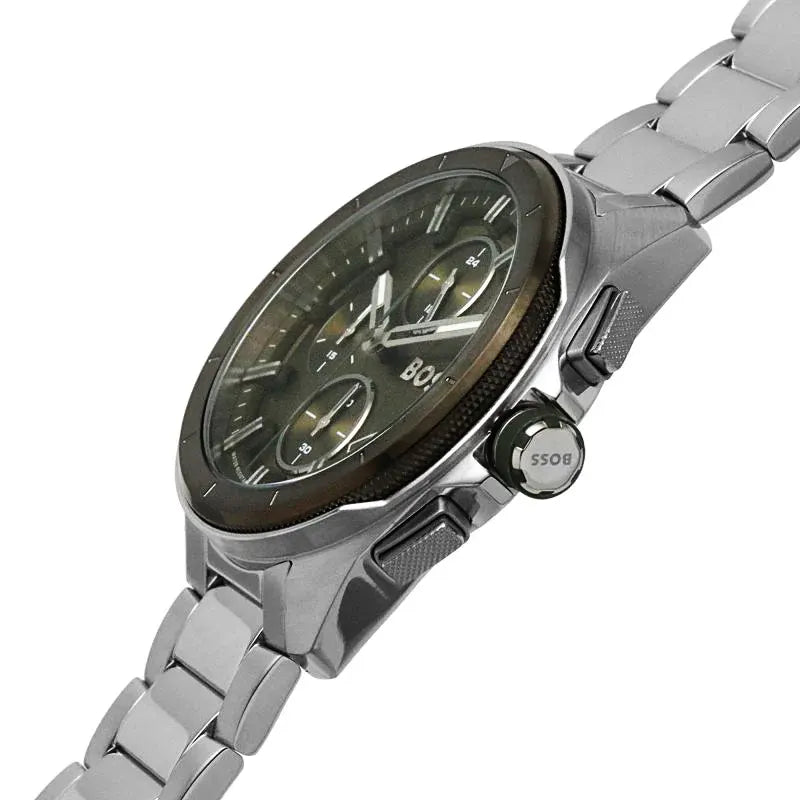 Hugo Boss Volane 1513951 Men’s 44 mm Silver Chronograph – Green Dial & Stainless Bracelet - VERSE - 