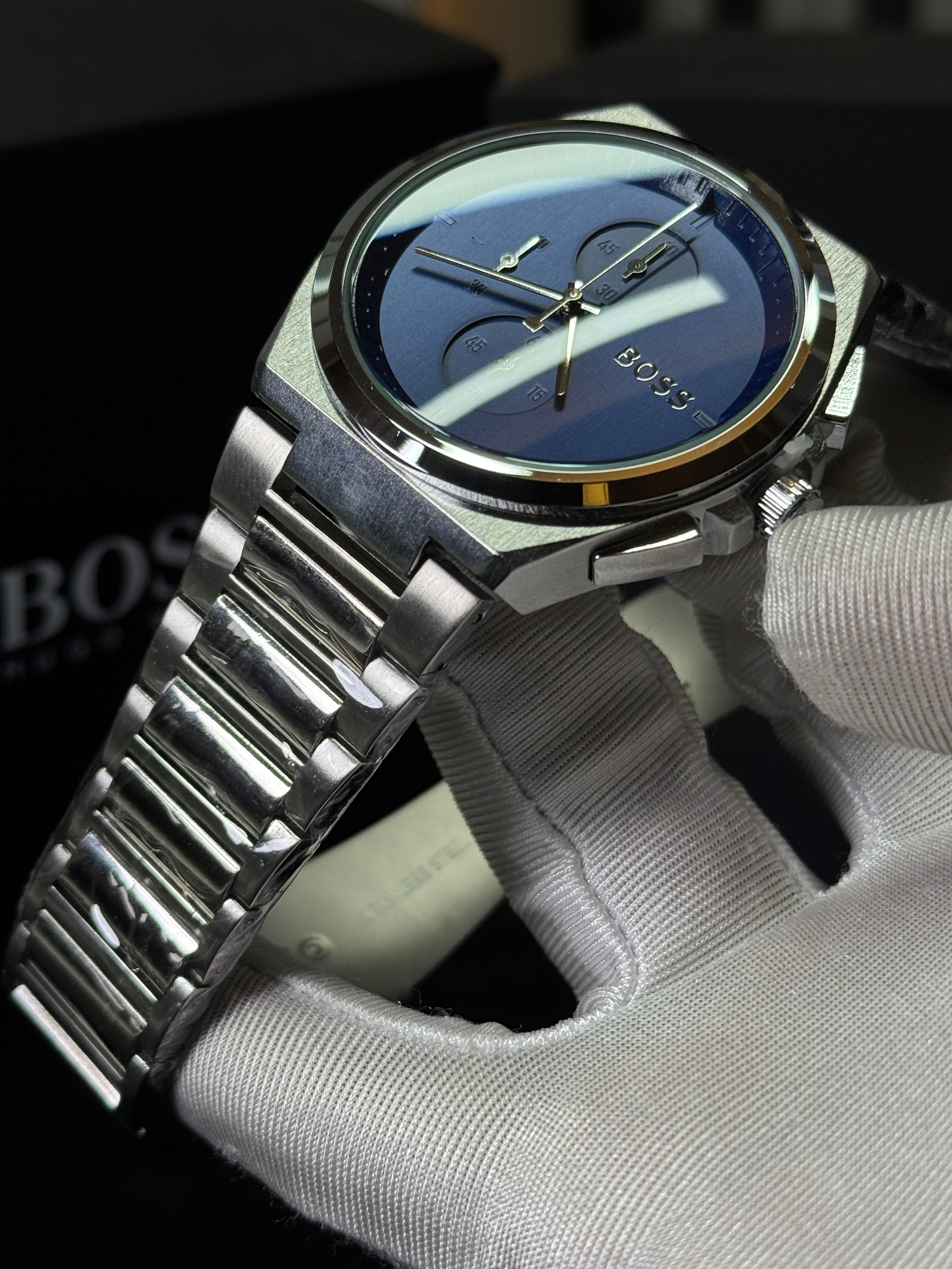 BOSS Steer Chronograph Black Stainless Steel Watch – Black Dial AA - VERSE - 
