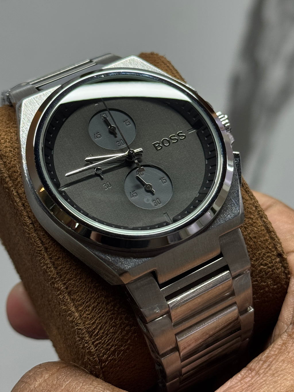 BOSS Steer Chronograph Black Stainless Steel Watch – Black Dial AA - VERSE - 
