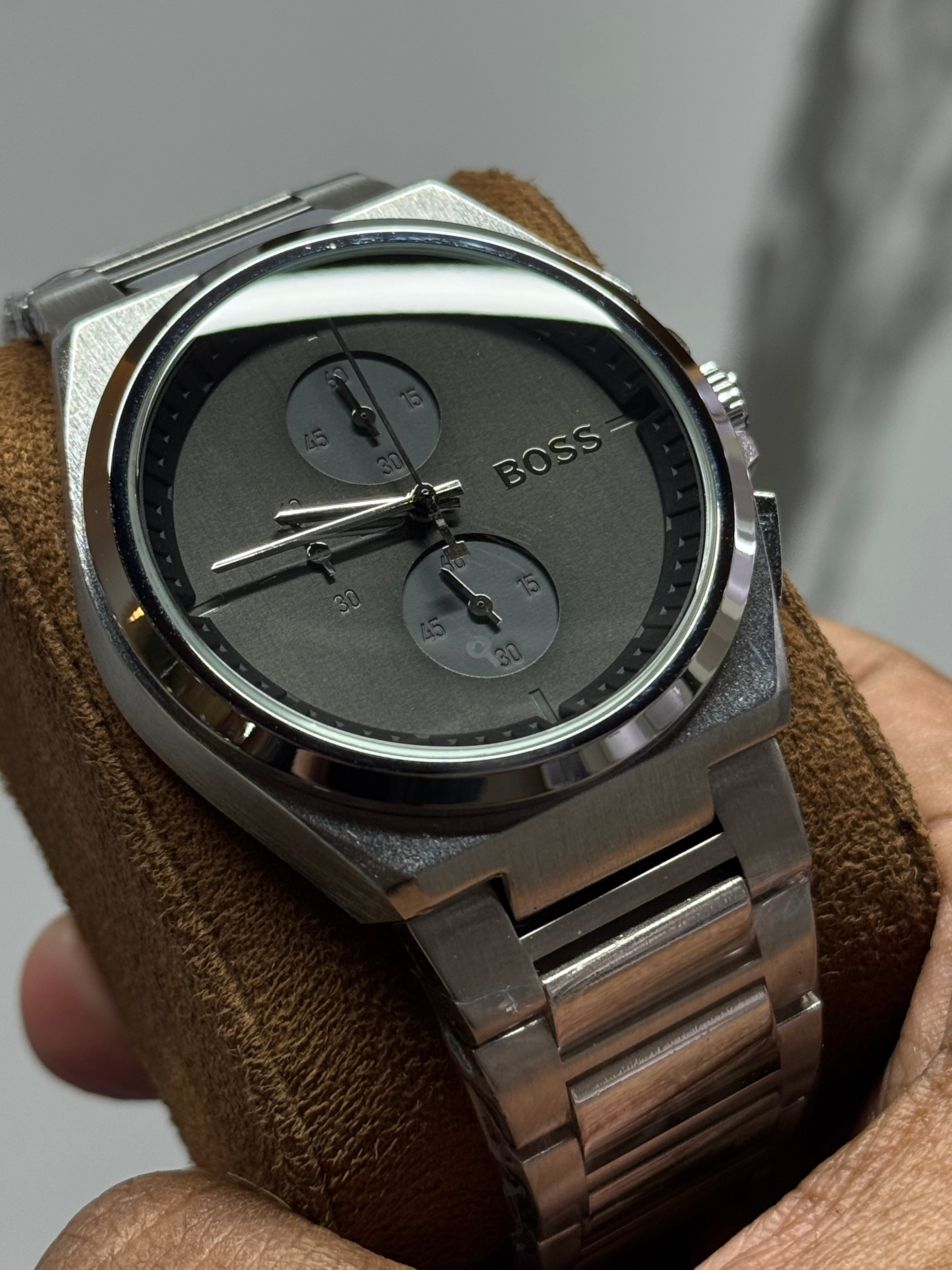 BOSS Steer Chronograph Black Stainless Steel Watch – Black Dial AA - VERSE - 