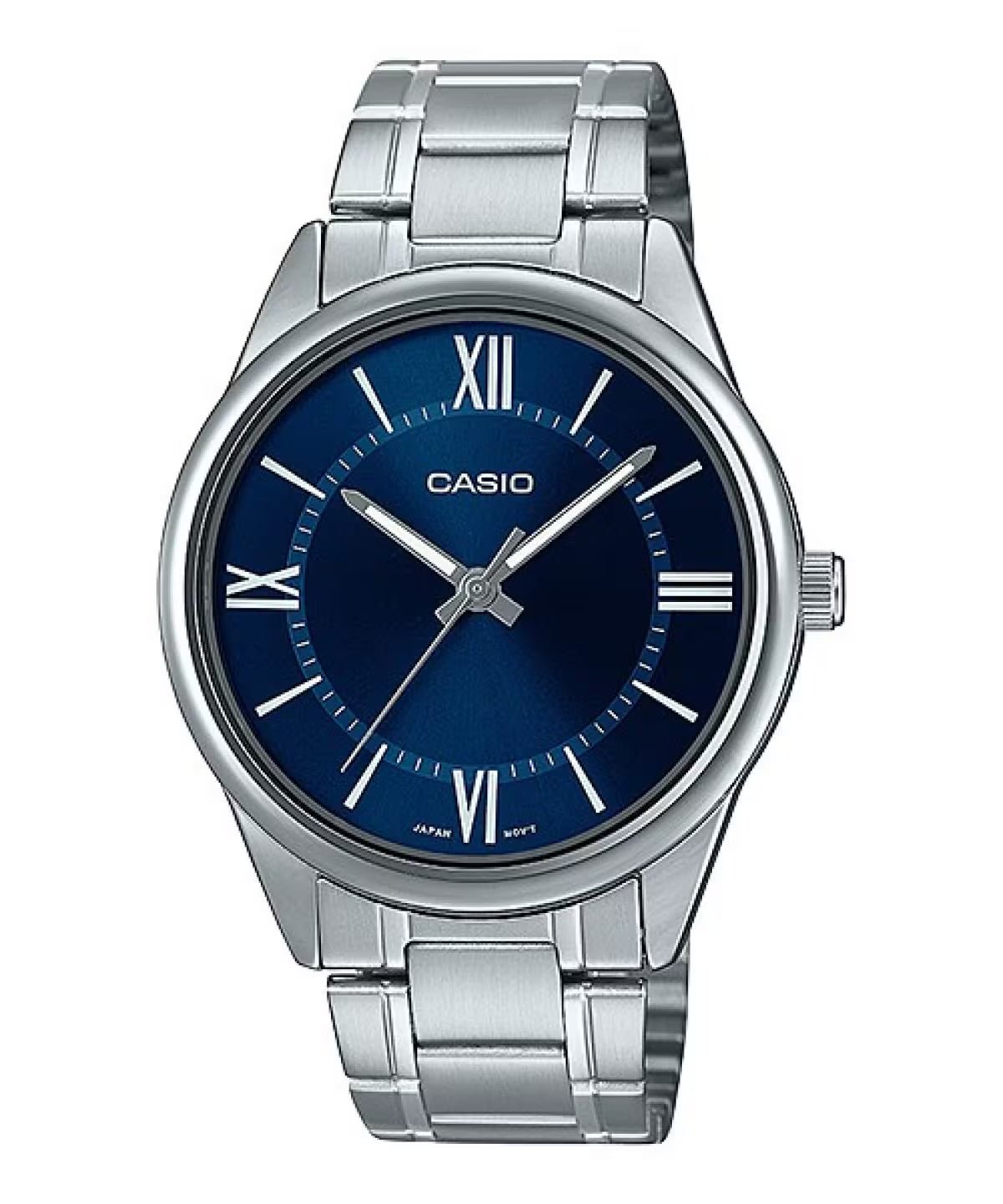 Casio V005D - 2B5 Men’s 41 mm Quartz Analog Watch – Blue Dial & Stainless Steel Bracelet - VERSE - 