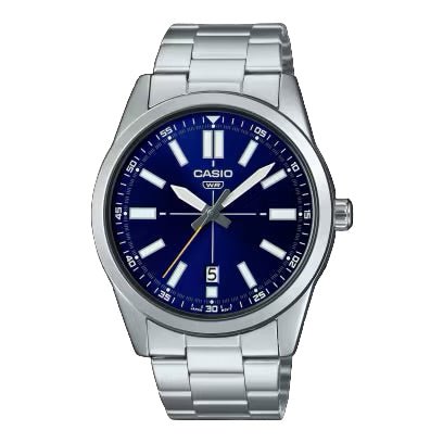 Casio VD02D - 2E Men’s 42 mm Quartz Analog Watch – Blue Dial & Stainless Steel Bracelet - VERSE - 