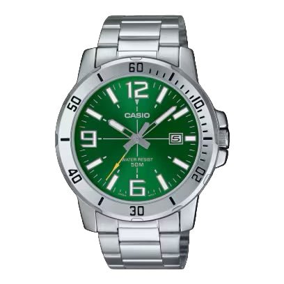 Casio VD01D - 3B Men’s 42 mm Quartz Analog Watch – Green Dial & Stainless Steel Bracelet - VERSE - 