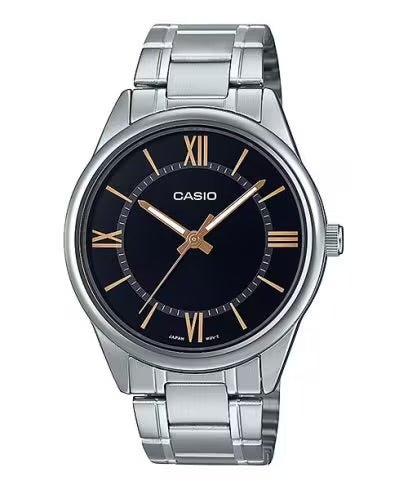 Casio MTP - V005D - 1B5 Men’s 41 mm Quartz Analog Watch – Black Dial & Stainless Steel Bracelet - VERSE - 