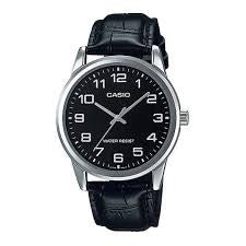 Casio V001L - 1B Men’s 38 mm Quartz Analog Watch – Black Dial & Leather Strap - VERSE - 