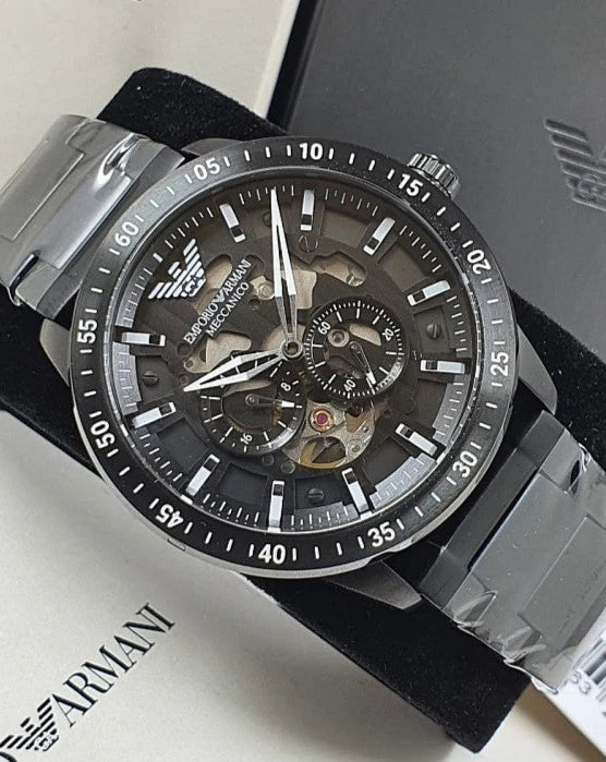 EMPORIO ARMANI Mario Automatic Black Dial Men's Watch AR60054 - VERSE - 