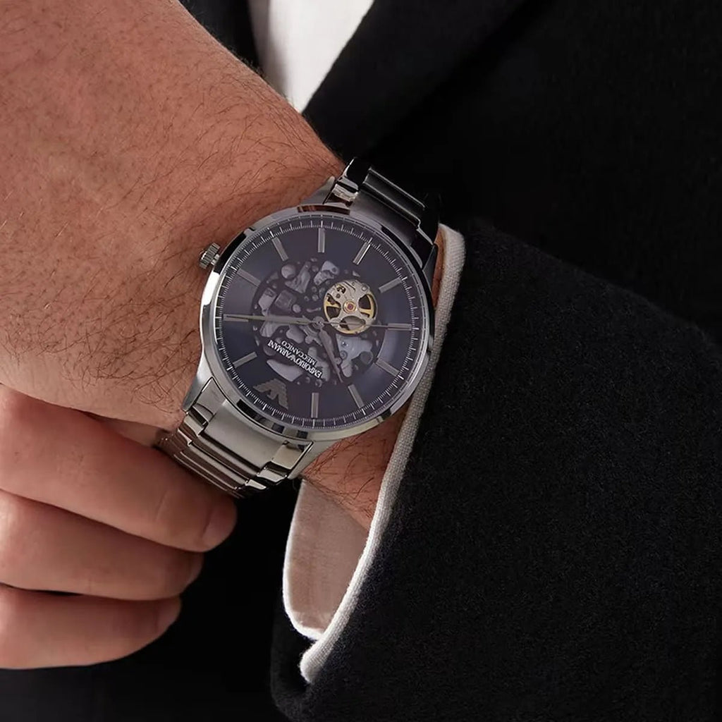 EMPORIO ARMANI Renato Automatic Blue Dial Men's Watch AR60056 (Gunmetal) - VERSE - 