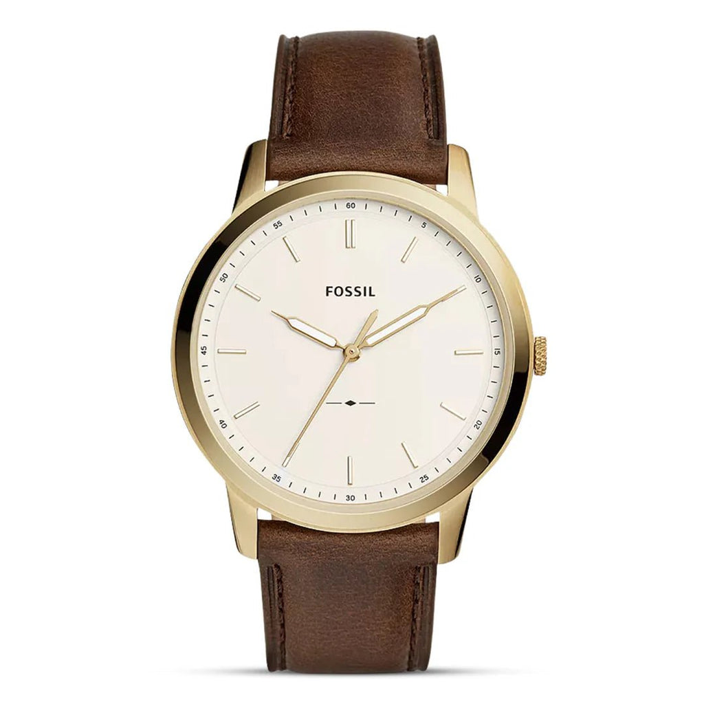 FOSSIL The Minimalist Three - Hand Men's Watch FS5397 (Gold - Tone/Brown Leather) - VERSE - 