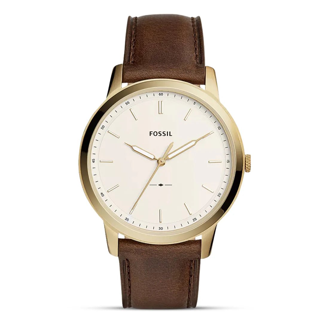 FOSSIL The Minimalist Three - Hand Men's Watch FS5397 (Gold - Tone/Brown Leather) - VERSE - 