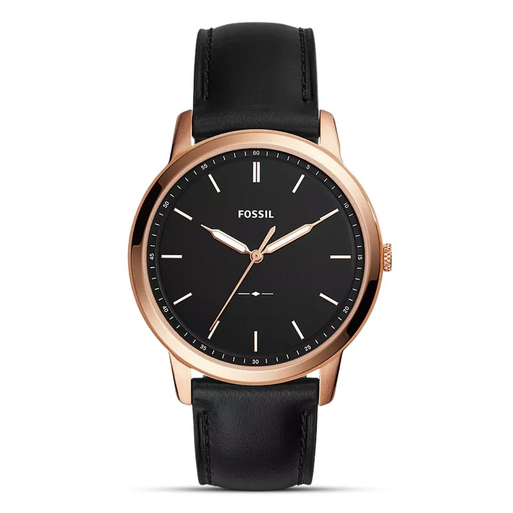 FOSSIL The Minimalist Three - Hand Men's Watch FS5376 (Rose Gold/Black Leather) - VERSE - 
