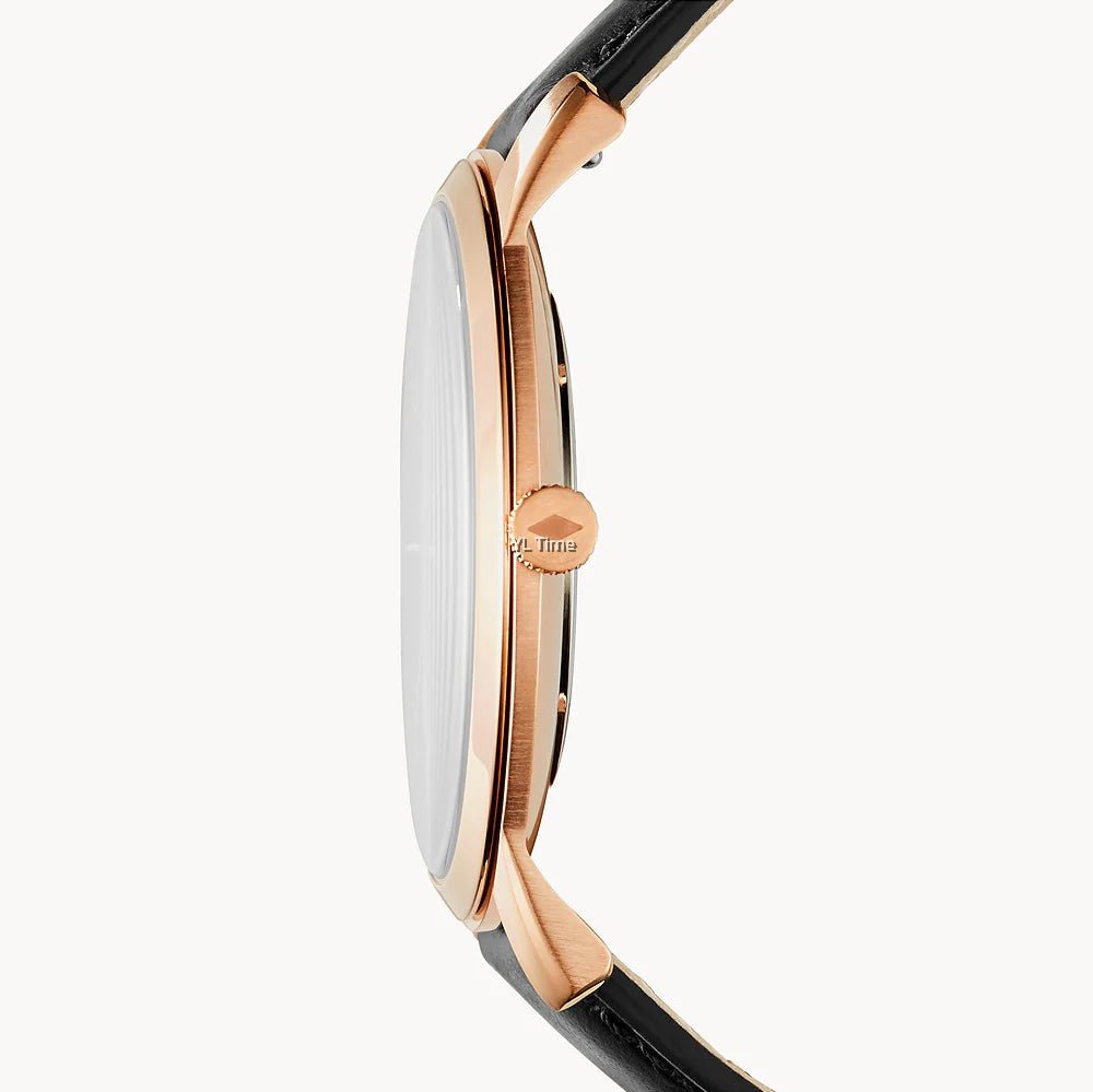 FOSSIL The Minimalist Three - Hand Men's Watch FS5376 (Rose Gold/Black Leather) - VERSE - 