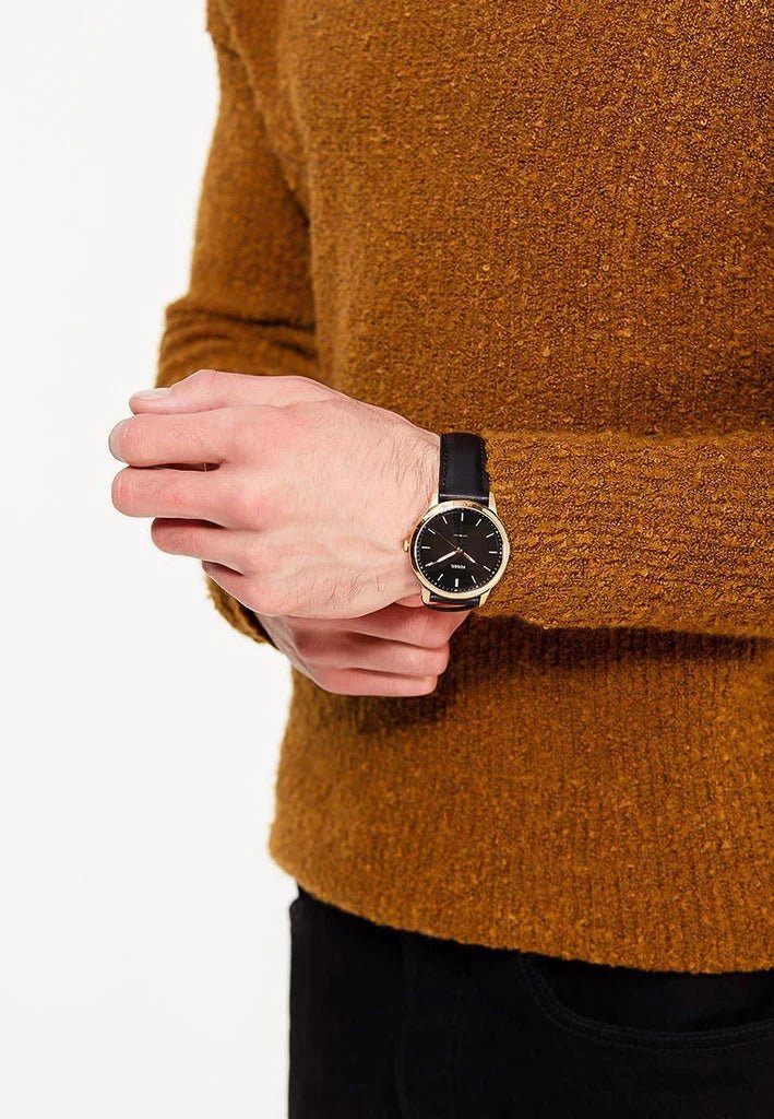 FOSSIL The Minimalist Three - Hand Men's Watch FS5376 (Rose Gold/Black Leather) - VERSE - 