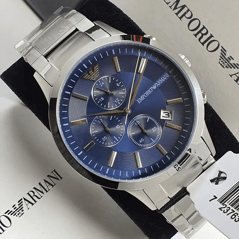EMPORIO ARMANI Renato Chronograph Blue Dial Men's Watch AR11164 - VERSE - 