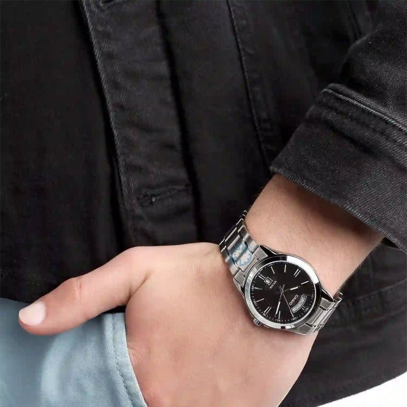 Casio MTP - 1381D - 1A Men’s Silver Stainless Steel Watch with Black Dial | MTP - 1381D - 1A - VERSE - 