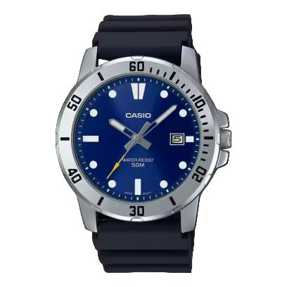 Casio MTP - VD01 - 2EV Men’s Silver Stainless Steel Watch with Blue Dial | MTP - VD01 - 2EV - VERSE - 