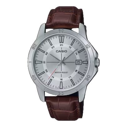 Casio V004L - 7C Men’s Brown Leather Watch with White Dial | V004L - 7C - VERSE - 