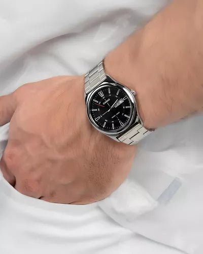Casio MTP - V006D - 1CUDF Men’s Silver Stainless Steel Watch with Black Dial| Casio MTP - V006D - 1CUDF - VERSE - 