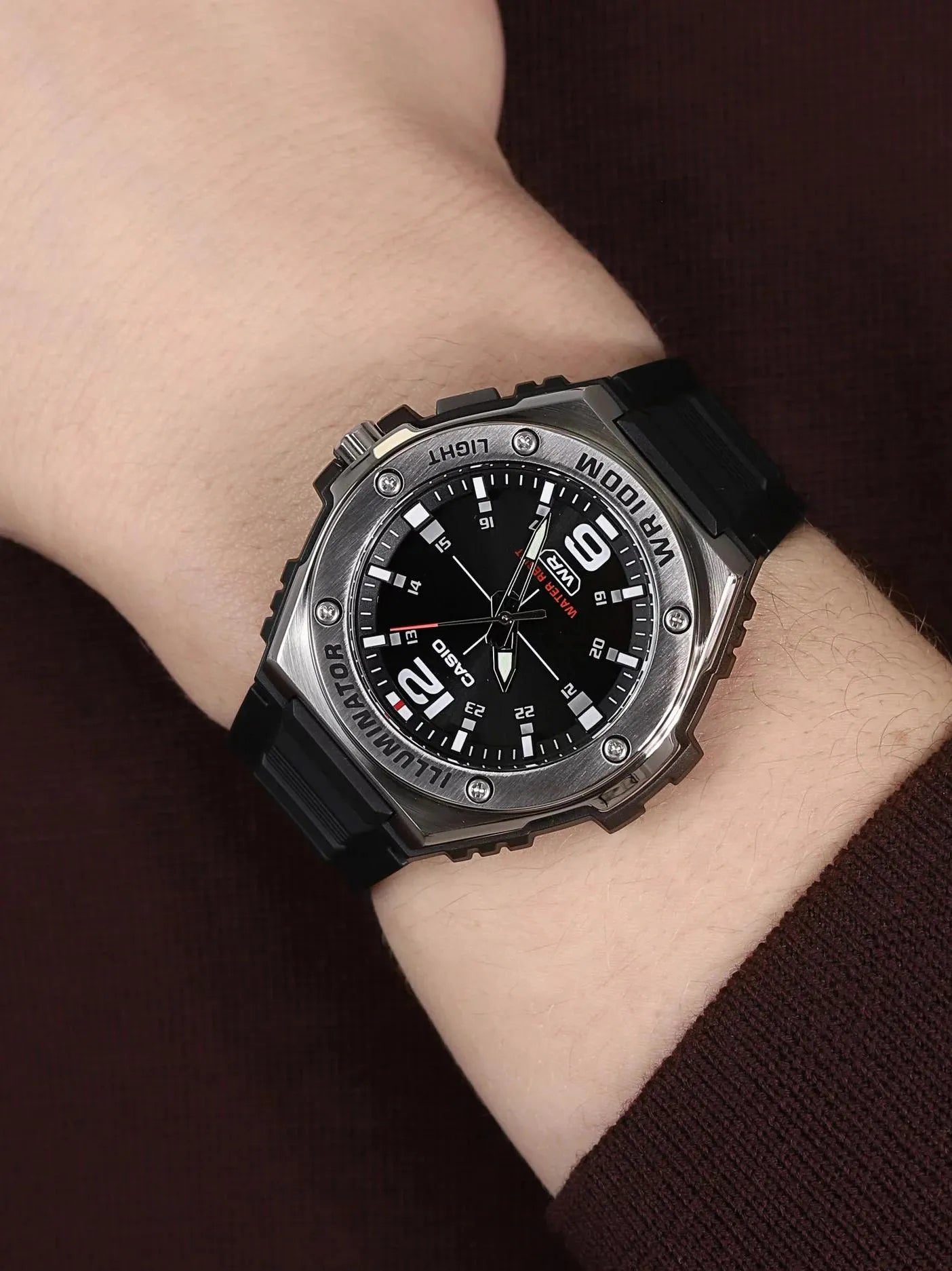 Casio MWA - 100H - 1AV Men’s Black Resin Watch with Black Dial| Casio MWA - 100H - 1AV - VERSE - 