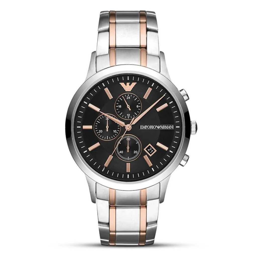 EMPORIO ARMANI Renato Chronograph Black Dial Men's Watch AR11165 (Two - Tone) - VERSE - 