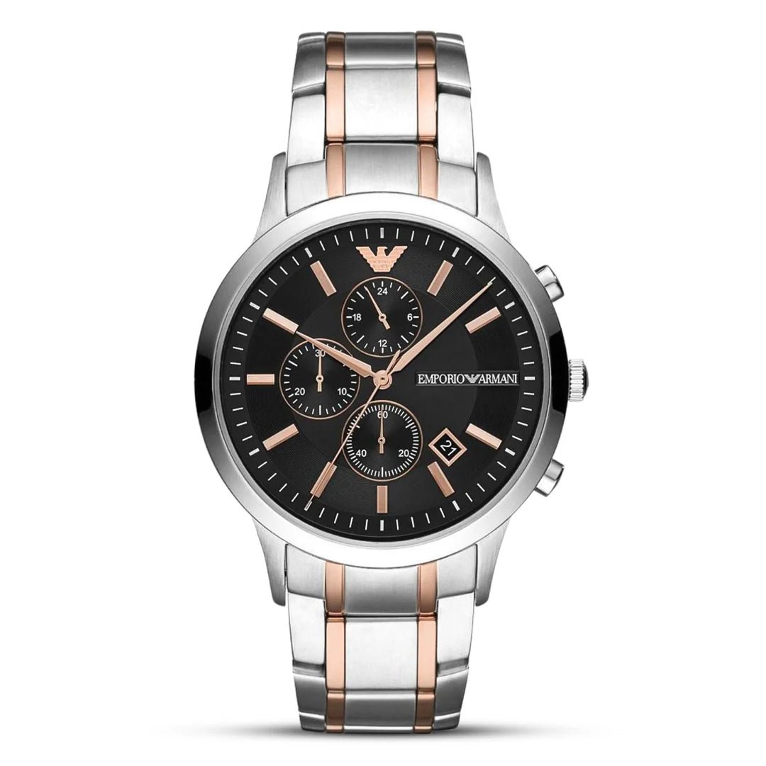 EMPORIO ARMANI Renato Chronograph Black Dial Men's Watch AR11165 (Two - Tone) - VERSE - 
