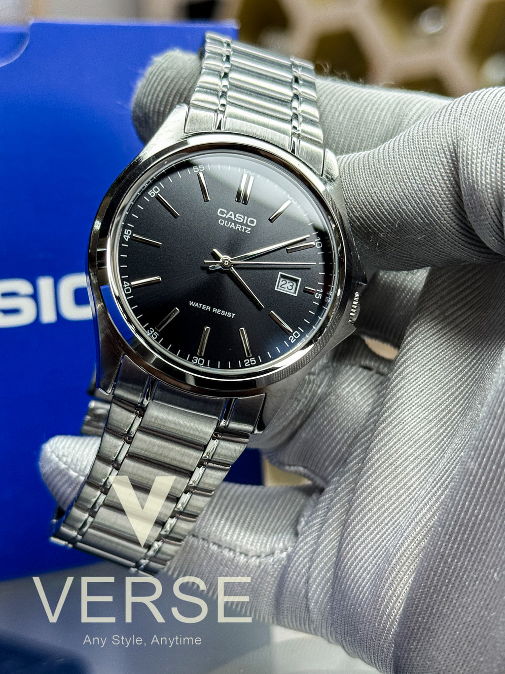 Casio MTP - 1183A - 1A Men’s Silver Stainless Steel Watch with Black Dial| Casio MTP - 1183A - 1A - VERSE - 