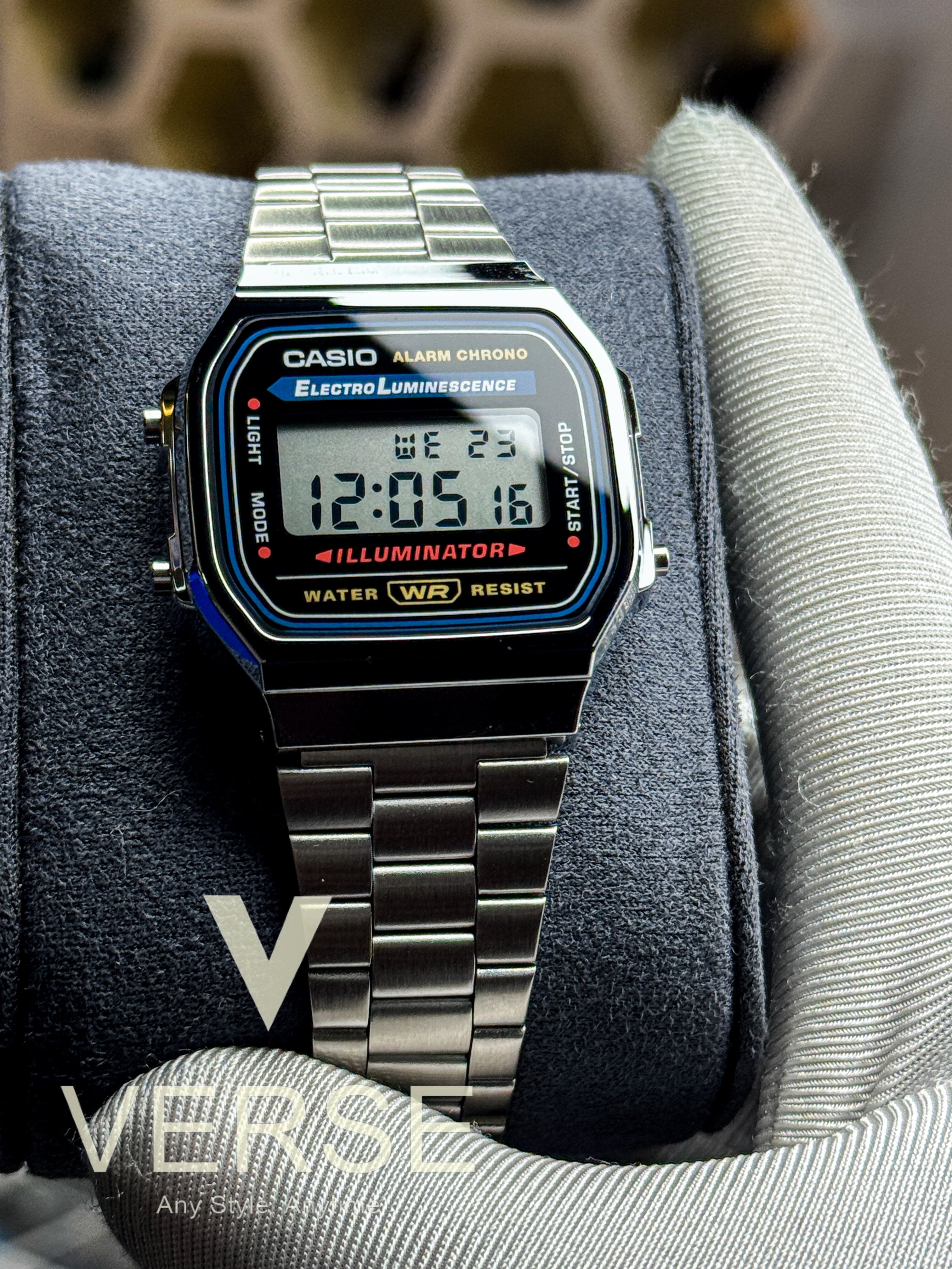 Casio A168WA - 1W Men’s Silver Stainless Steel Digital Watch| Casio A168WA - 1W - VERSE - 