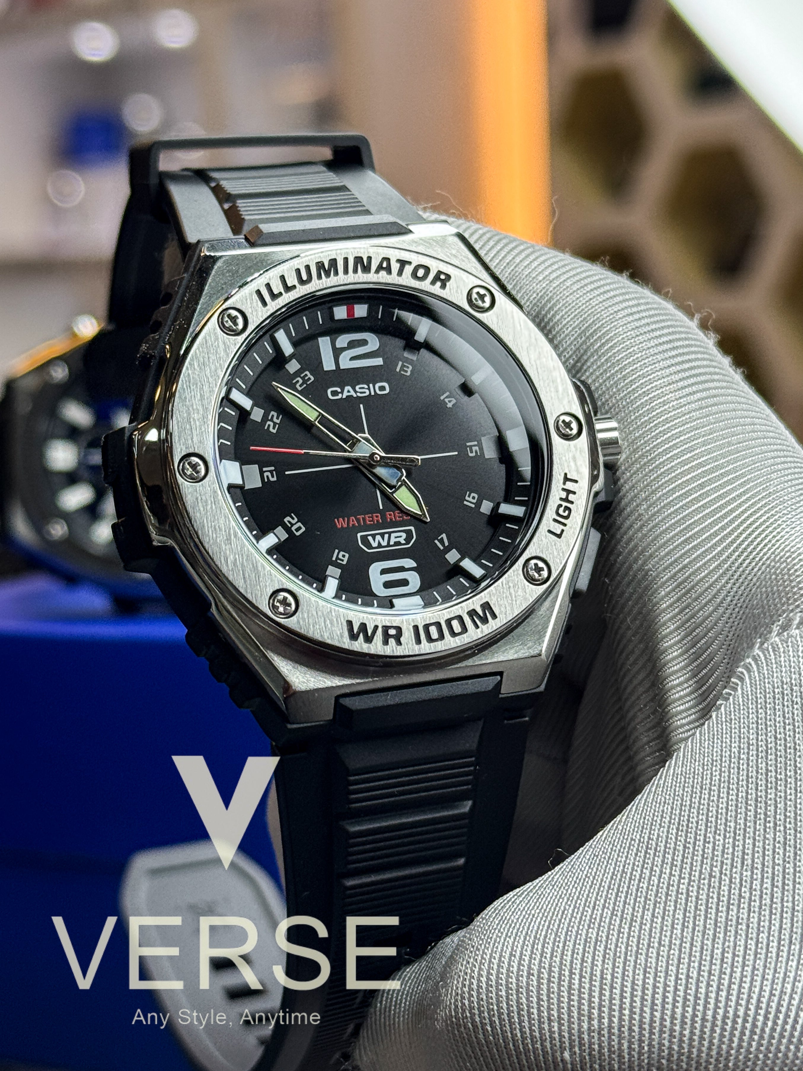 Casio MWA - 100H - 1AV Men’s Black Resin Watch with Black Dial| Casio MWA - 100H - 1AV - VERSE - 