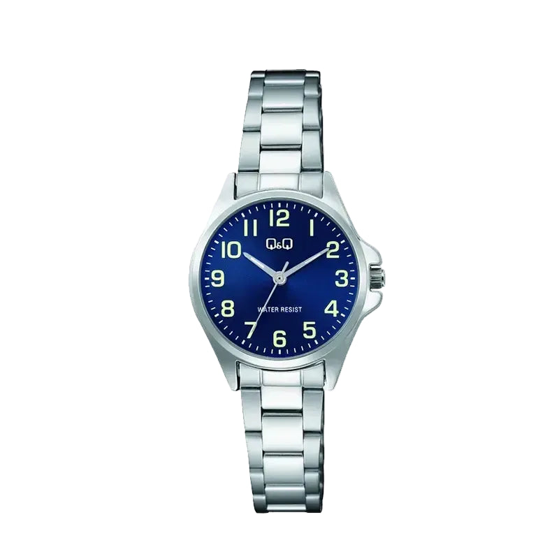 Q&Q C37A-001PY Japan quartz deep blue dial stainless steel women's watch